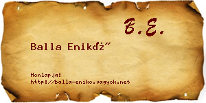 Balla Enikő névjegykártya
